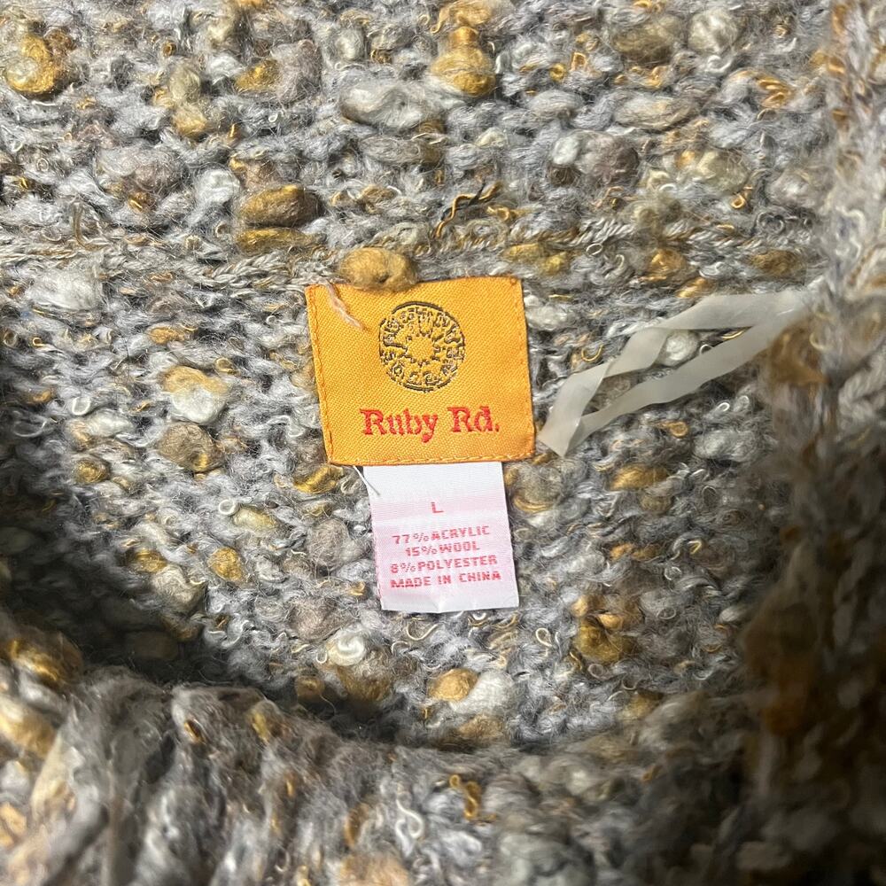 Ruby Rd. Gray And Yellow Knit Cardigan Sweater Si… - image 3